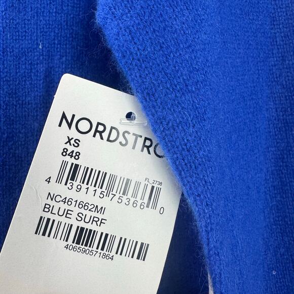 Nordstrom Cashmere Crewneck Sweater Long Sleeve In Blue Surf Size XS NWT - Picture 12 of 12